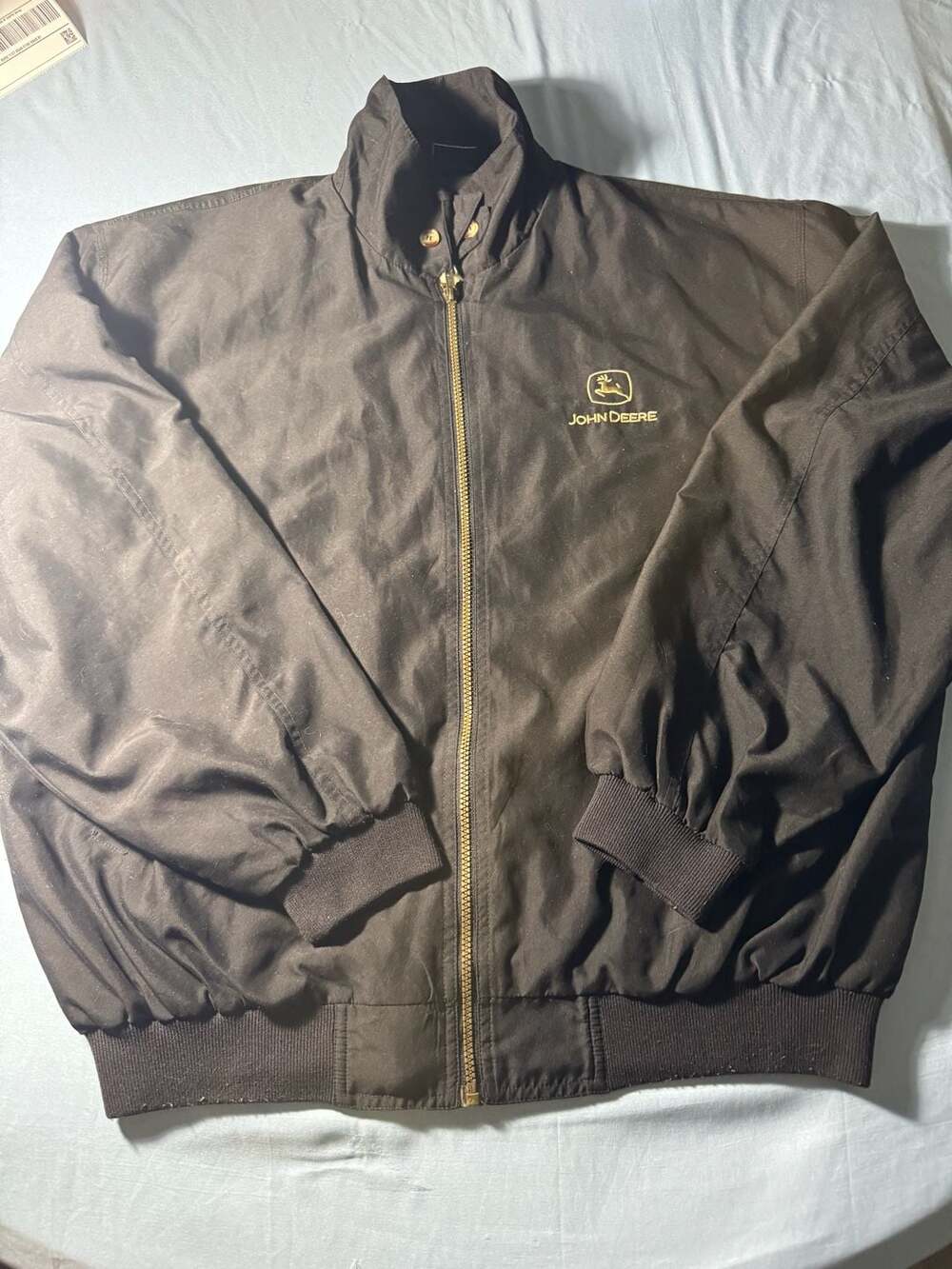 John Deere Full Zip Embroidered Logo Black Jacket Size L